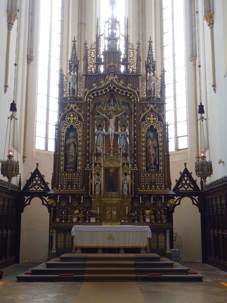 Česk Budějovice, gotischer Hochaltar in der Klosterkirche Maria Opferung (26.05.2019)