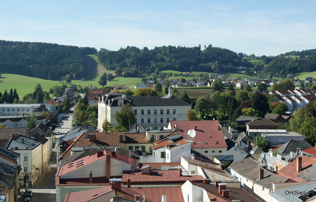 28.September 2014. Blick aus der Trmerstube des Freistdter Kirchturms mit einem herrlichen Blick auf die Altstadt und die Umgebung. 