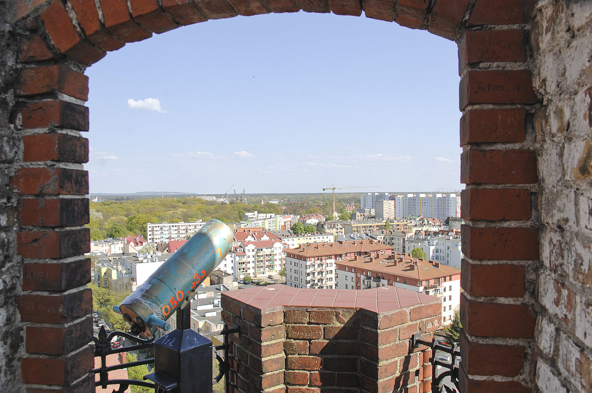 Świnoujście (Swinemnde). Aussicht vom Cafe Wiesla (Lutherturm) Richtung Sdost. Aufnahme: 7. Mai 2016.