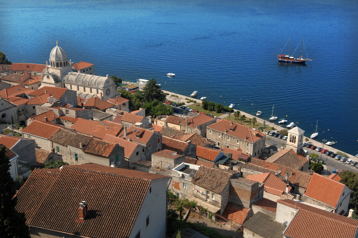 ibenik von der St. Anna Festung aus gesehen. Aufnahmedatum: 16. Juli 2009.