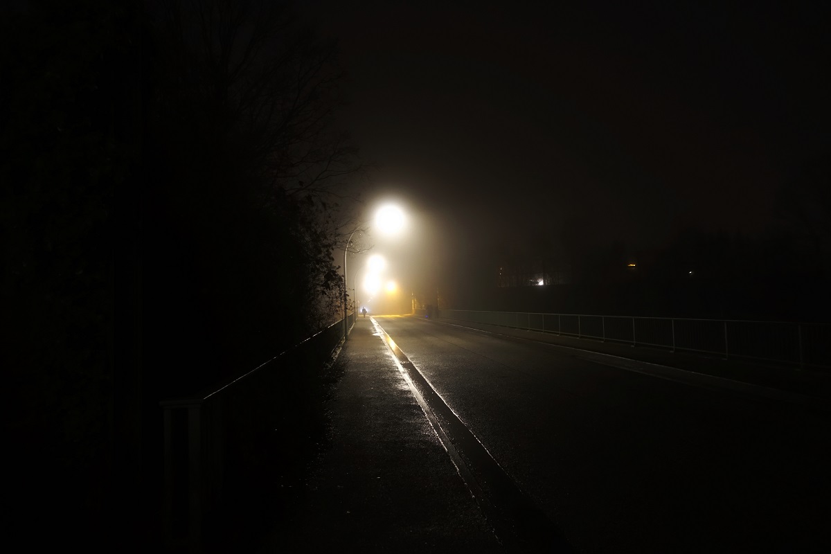 9849 Hamburg-jendorf am 29.12.2021: einsam im Nebel, Brcke ber die Autobahn 1  /