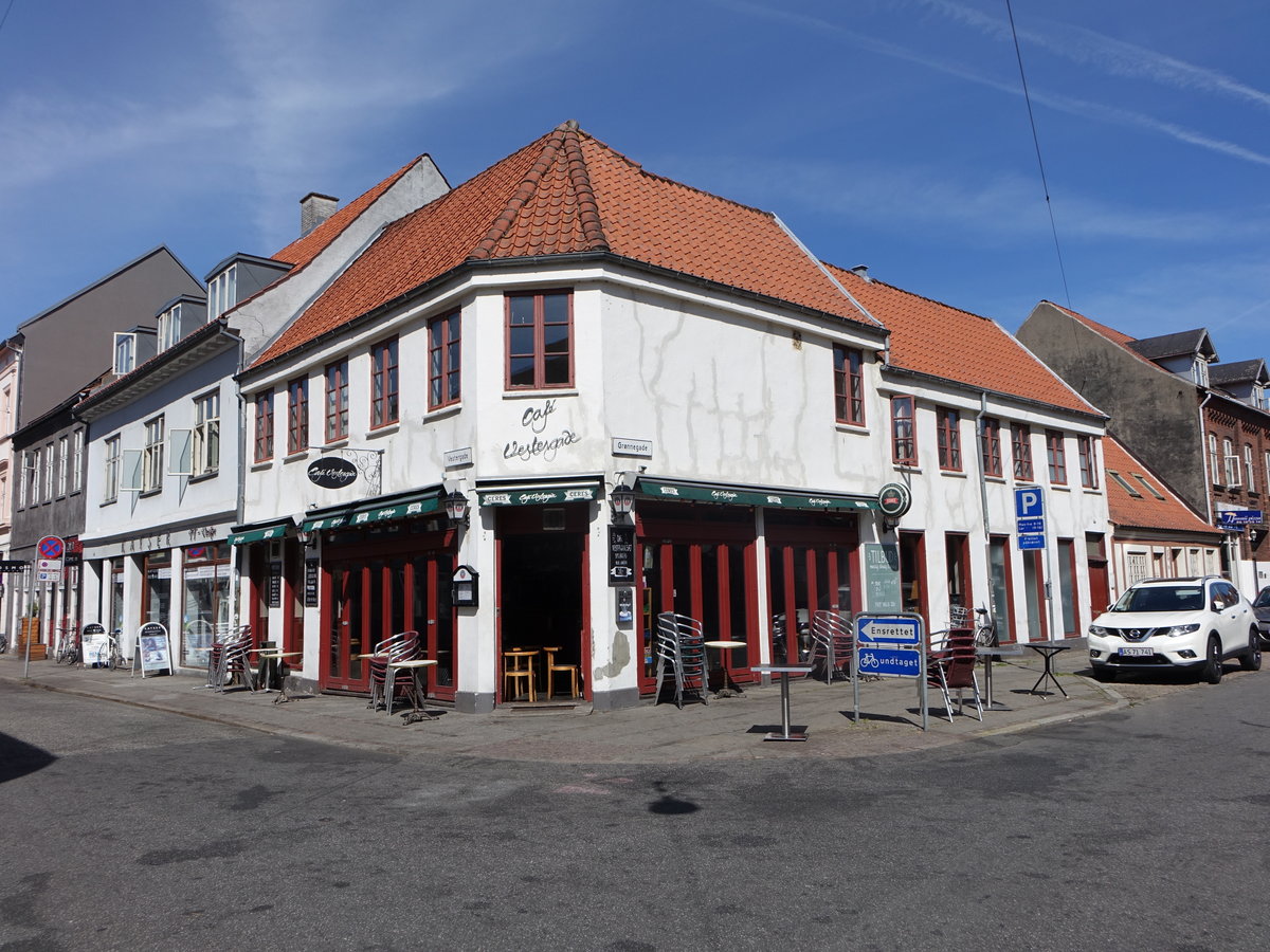 Aarhus, Cafe an der Ecke Vestergade und Gronnegade (07.06.2018)