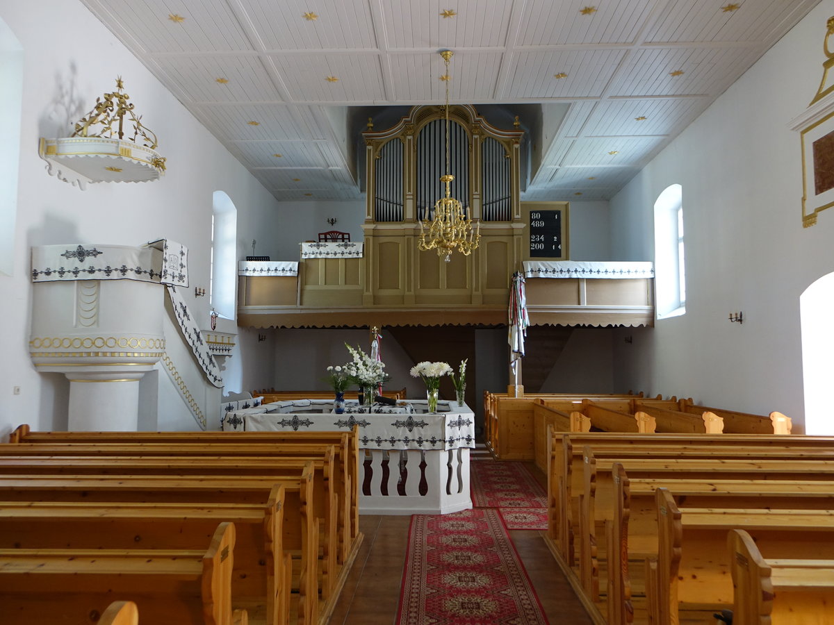 Abony / Wabing, Orgel und Kanzel in der reformierten Kirche (25.08.2019)