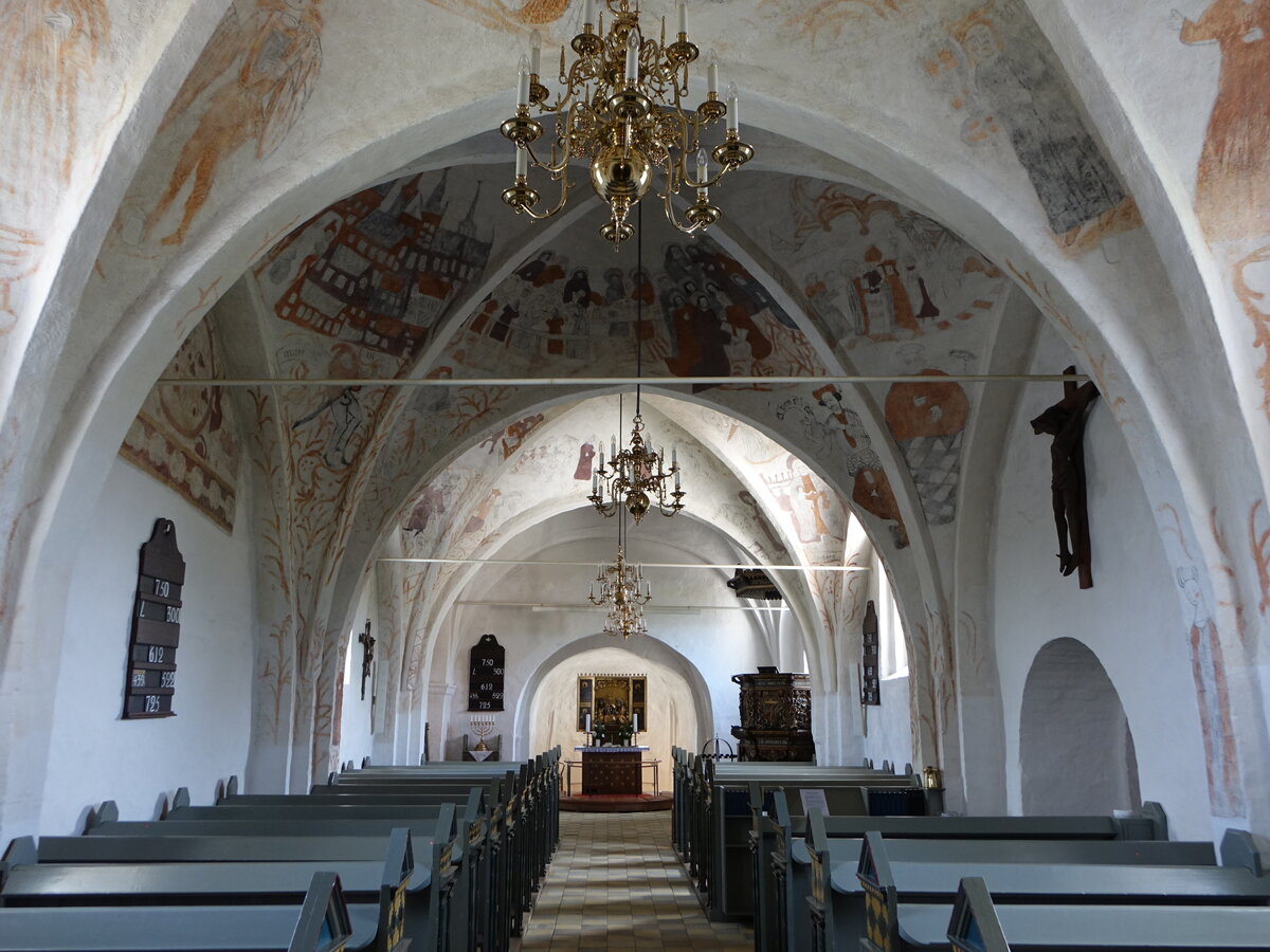gerup, Kalkmalereien von 1500 in der evangelischen Kirche (20.07.2021)