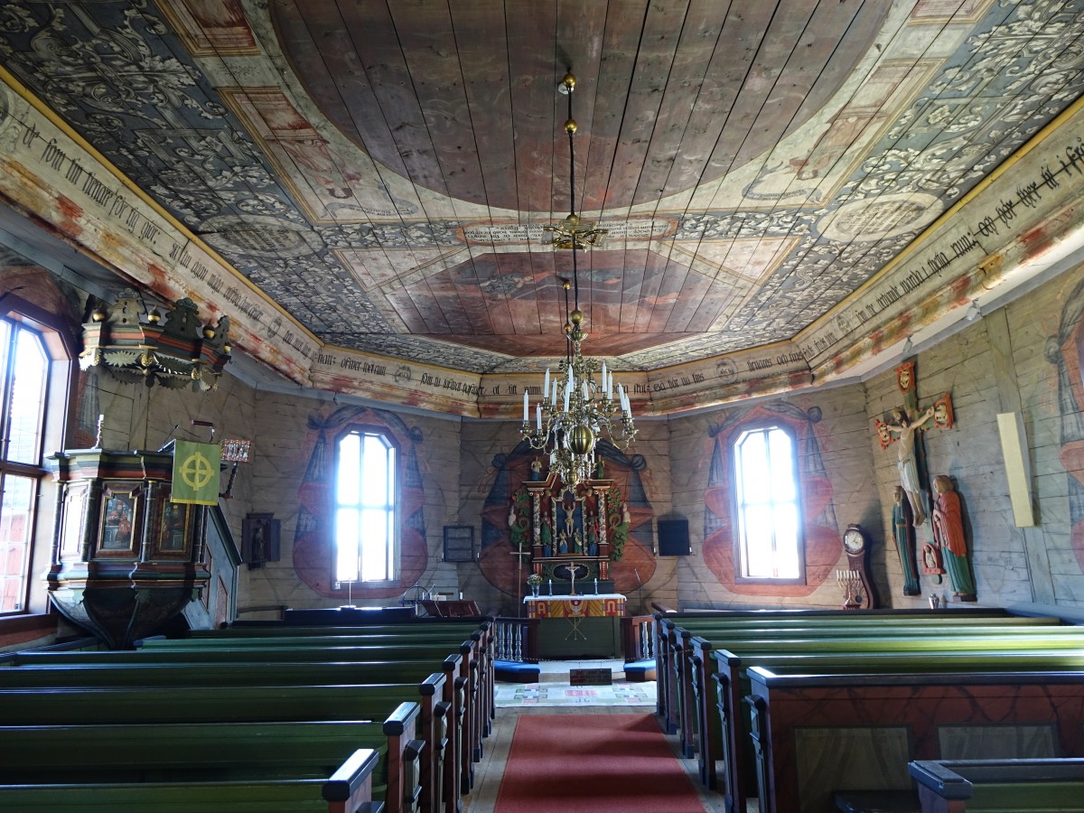 lgaras, Deckenmalereien von 1757 durch den Kirchenmaler Anders Broddesson in der Holzkirche (16.06.2015)