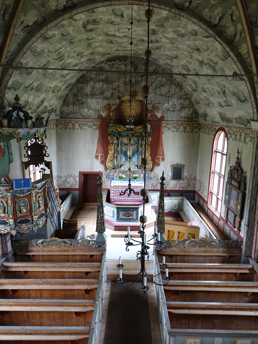 lvros, Innenraum der alten Ev. Kirche, Decke mit graublauem Himmel und Wolken von Erik Wallin, 18. Jahrhundert (17.06.2017)