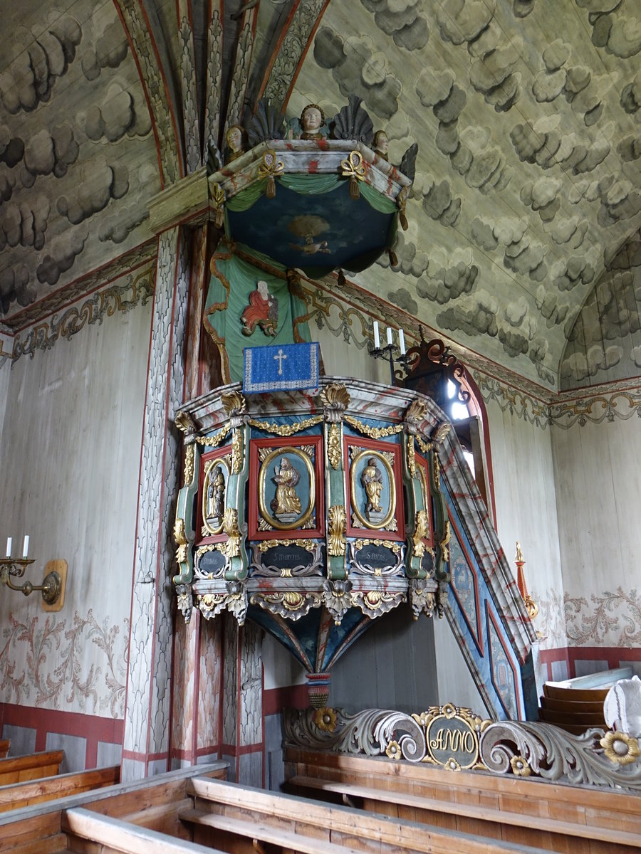 Älvros, Kanzel in der alten Ev. Kirche, Mitte des 18. Jahrhundert (17.06.2017)