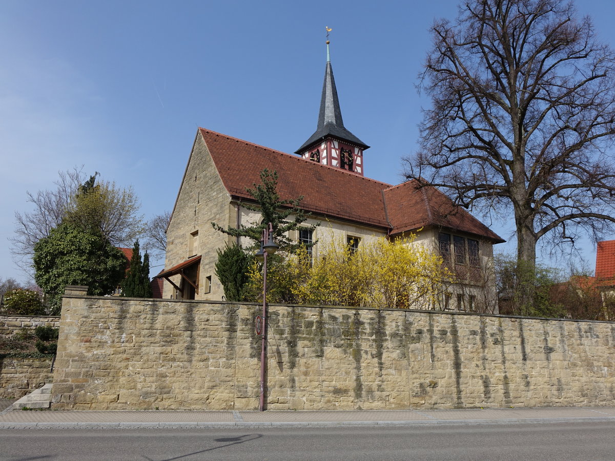 Affalterbach, Wehrkirche St. Martin, erbaut im 11. Jahrhundert (03.04.2016)