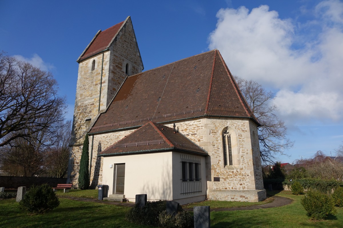 Aichelberg, Ev. Pfarrkirche zu unseren lieben Frau, erbaut ab 1373, Wandmalereien aus dem 15. Jahrhundert (18.01.2015)