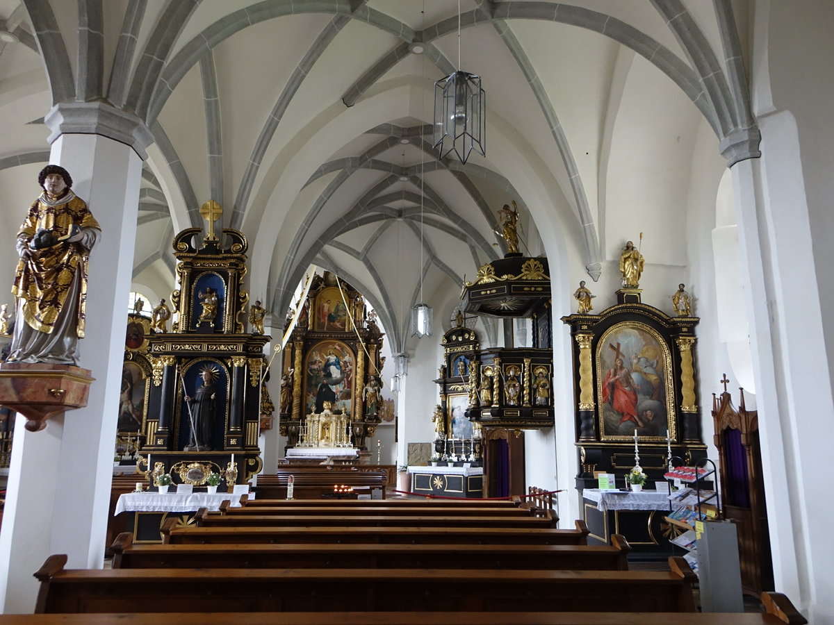 Aigen am Inn, barocke Altre von 1646 in der Wallfahrtskirche St. Leonhard (20.10.2018)
