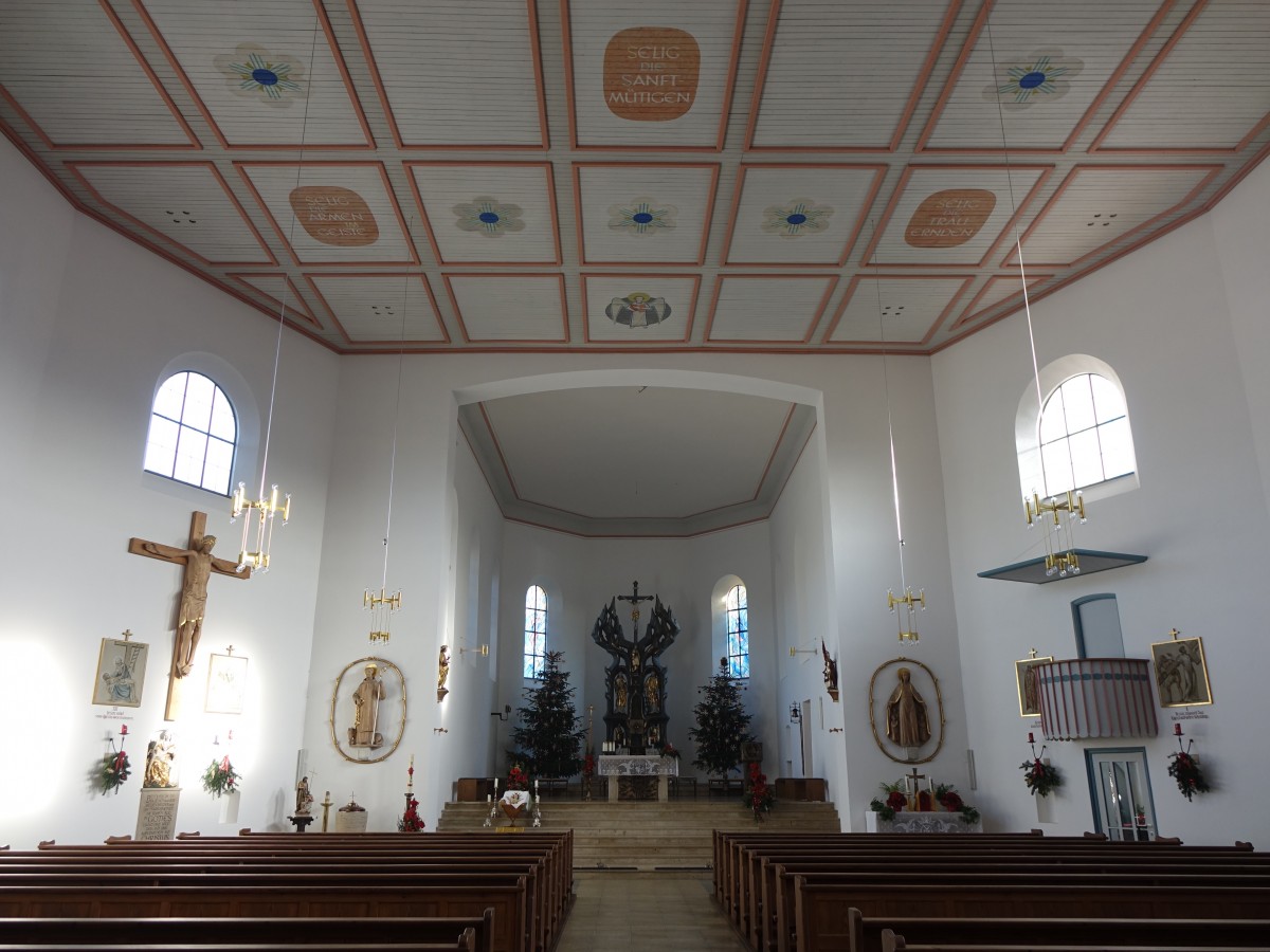 Aiglsbach, Innenraum der St. Leonhard Kirche (27.12.2015)