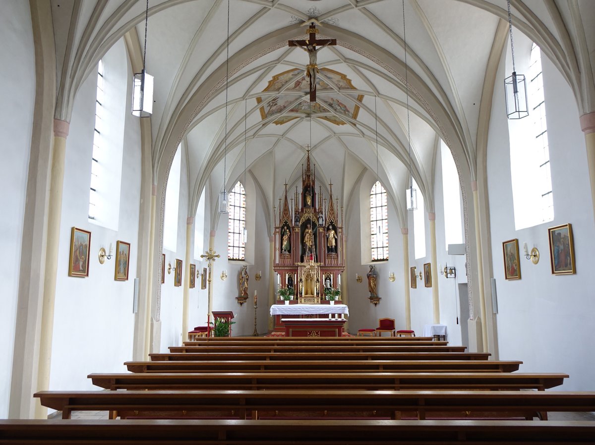 Aising, Innenraum der sptgotischen St. Stephan Kirche (03.07.2016)