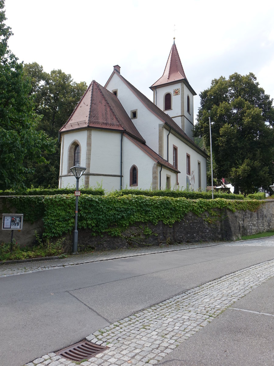 Aistaig, evangelische St. Gallus Kirche, Chor erbaut 1404, Langhaus erbaut 1764 (19.08.2018)