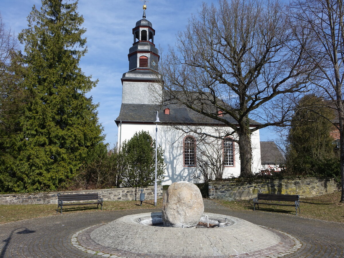 Allendorf, evangelische Kirche in der Limburger Strae, erbaut 1729 (13.03.2022)