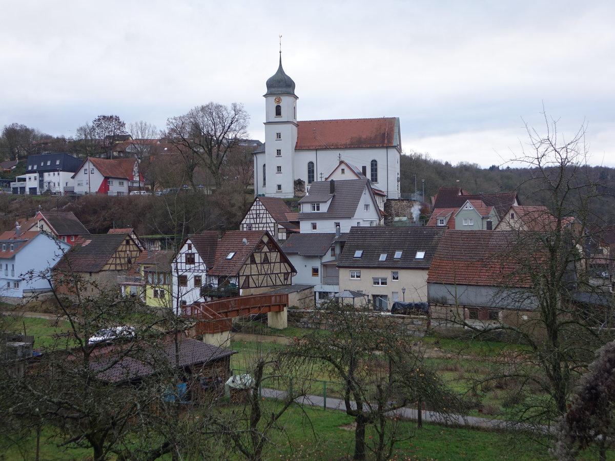 Allfeld, kath. Pfarrkirche St. Georg, erbaut bis 1743 (24.12.2018)