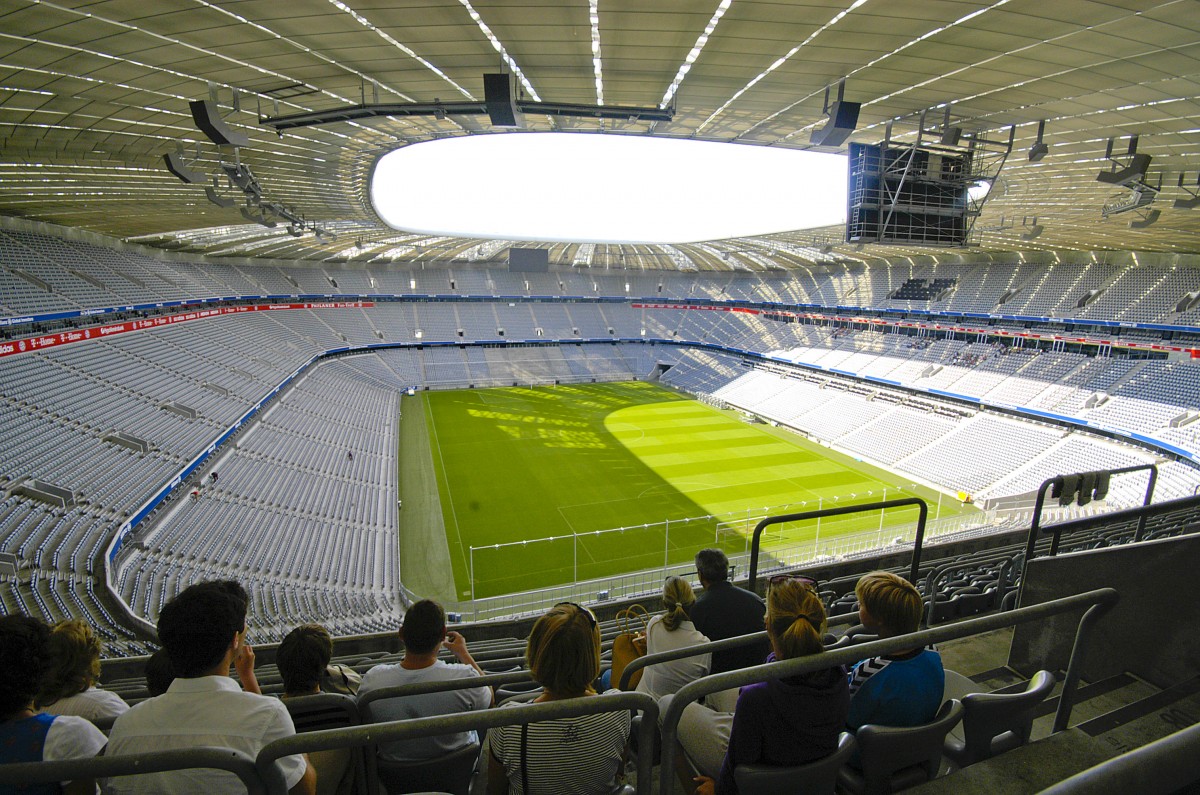 Allianz Arena in Mnchen. Aufnahme: Juli 2008.