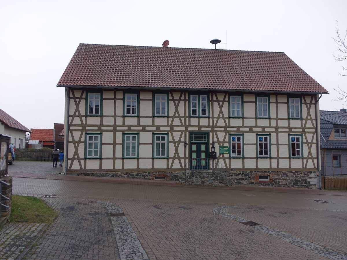 Allrode, Fachwerkrathaus am Kirchplatz (22.03.2024)