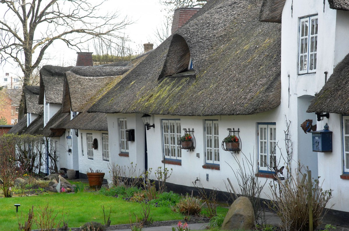 Alte Fischerhuser in Leck. Aufnahmedatum: 4. April 2012.