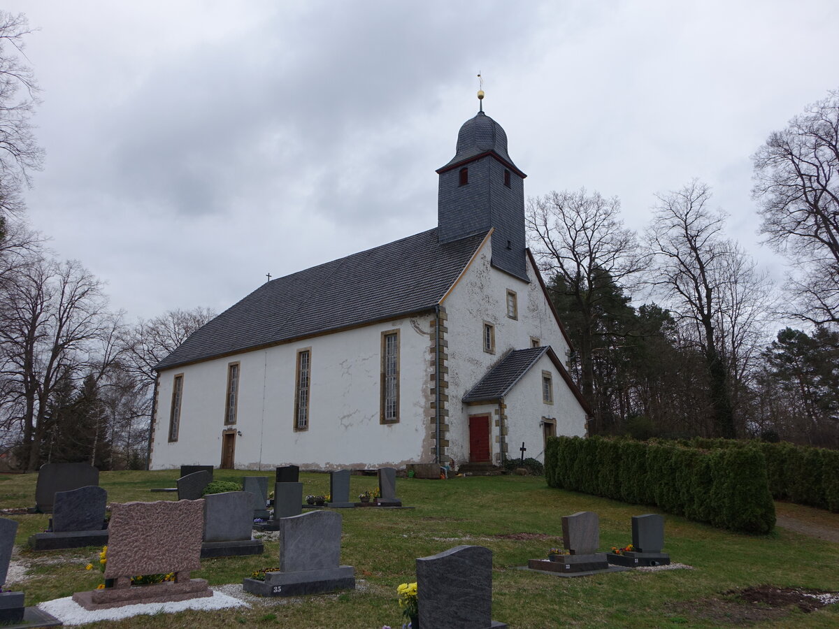 Altenbergen, Pfarrkirche St. Immanuel, erbaut von 1710 bis 1712 nach Plnen des Sachsen-Gothaischen Oberlandbaumeisters Johann Erhard Straburger (15.04.2022)