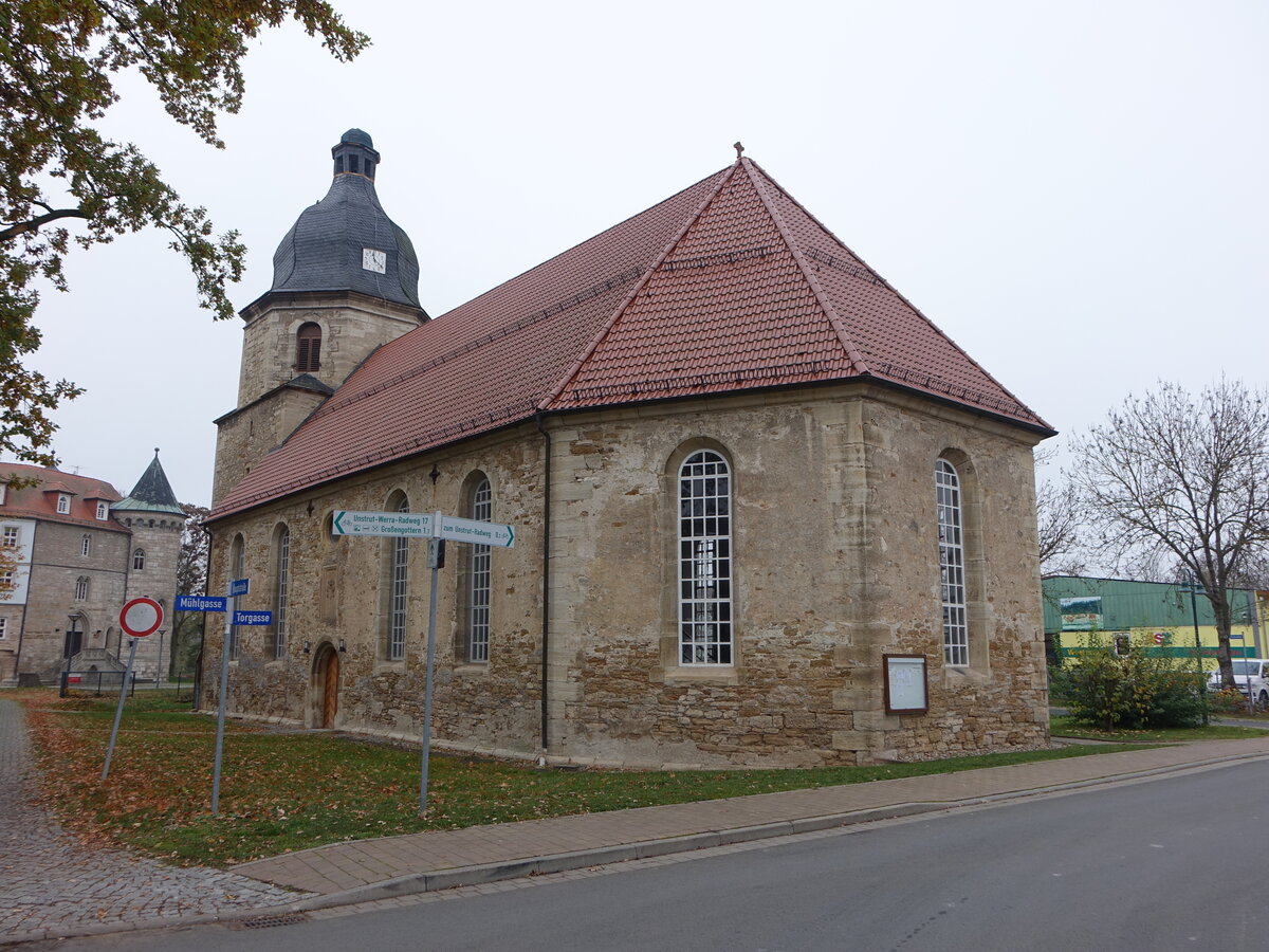 Altengottern, evangelische Kirche St. Trinitatis, erbaut von 1678 bis 1684 (14.11.2022)