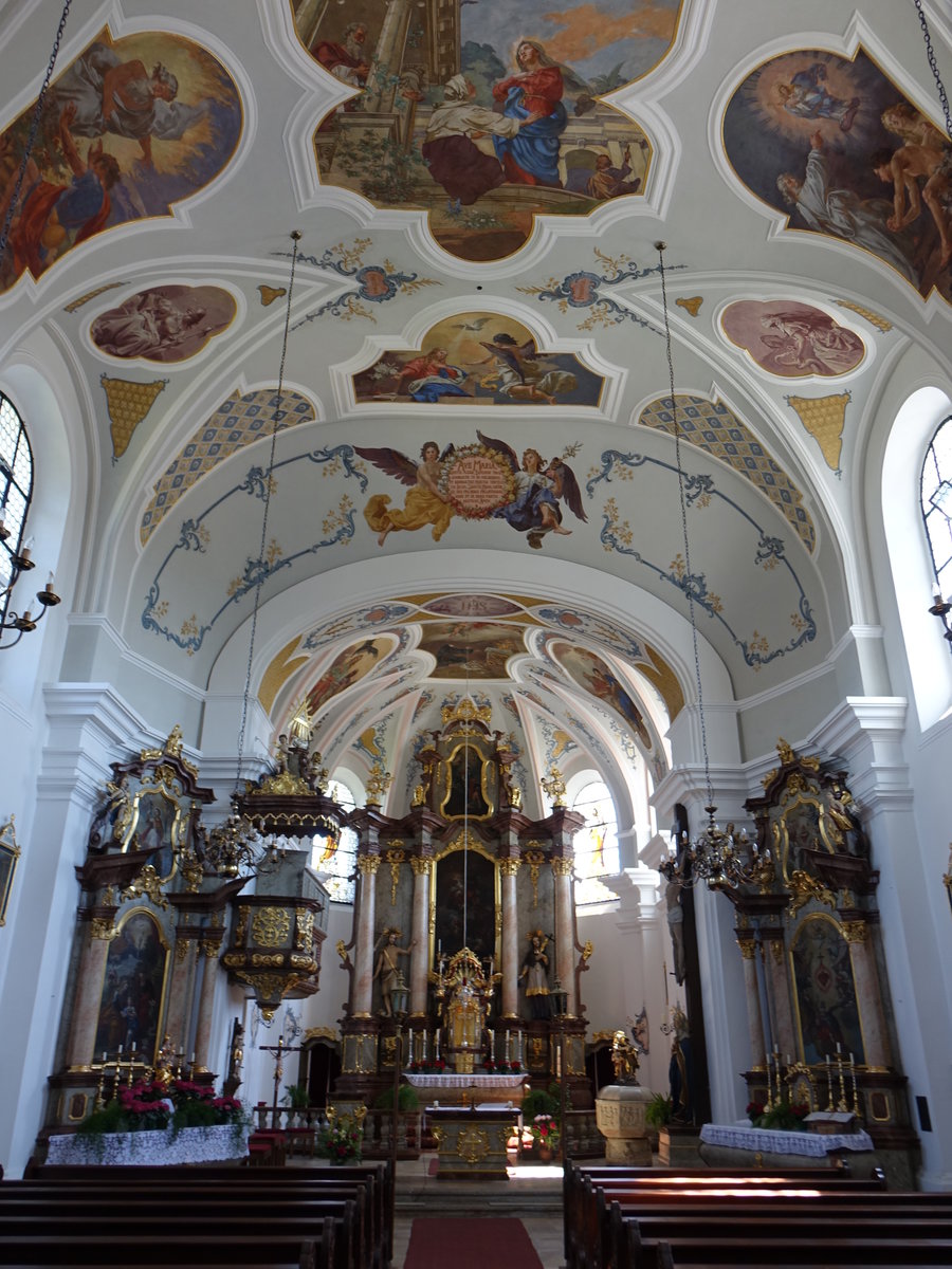Altenstadt, barocker Innenraum der Maria Himmelfahrt Kirche (21.05.2018)