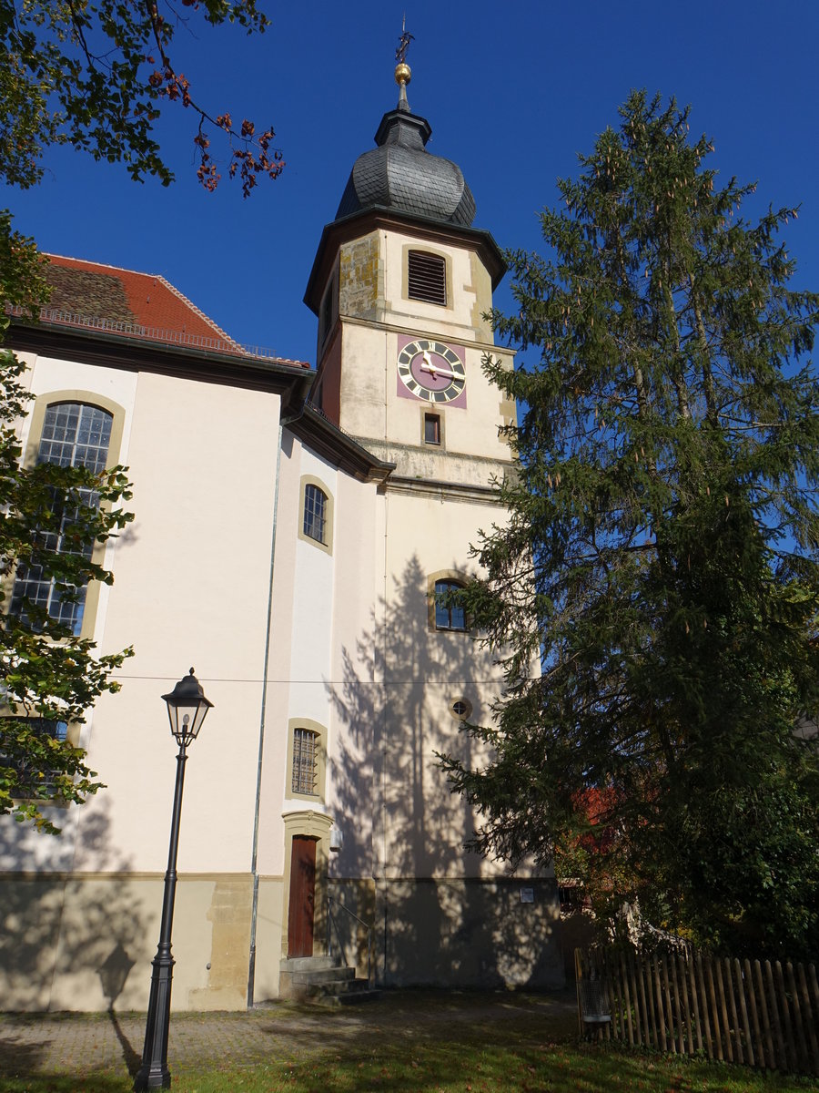 Althausen, ev. Pfarrkirche St. Jodokus, erbaut von 1778 bis 1779 durch Johann David Steingruber (15.10.2017)