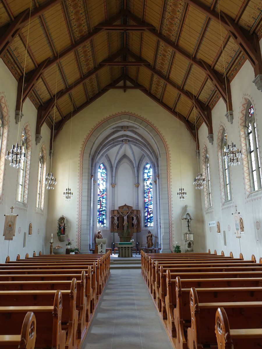 Altoberndorf, Innenraum der St. Silvester Kirche, Altar von Carl Drr (19.08.2018)