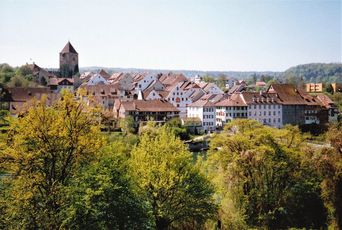 Altstadt von Kaiserstuhl AG, Blick ber den Rhein - 01.05.1990