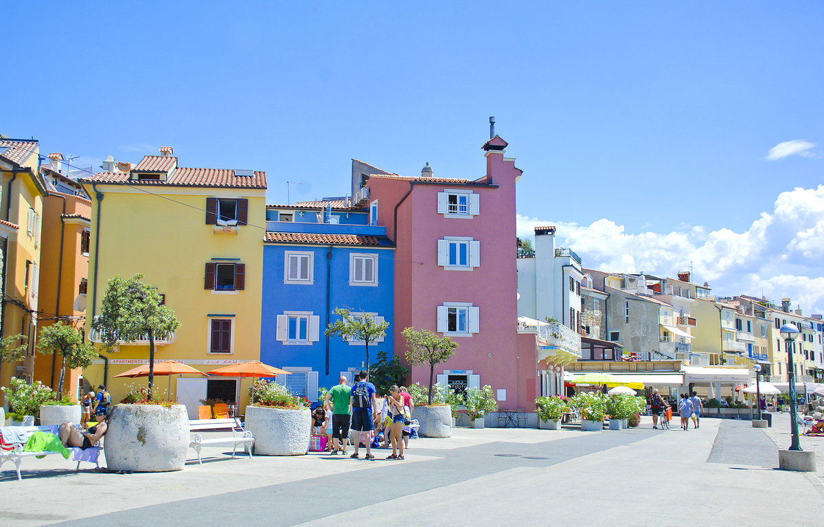 An der Promenade Preernovo nabreje in Piran/Slowenien. Aufnahme: 26. Juli 2016.