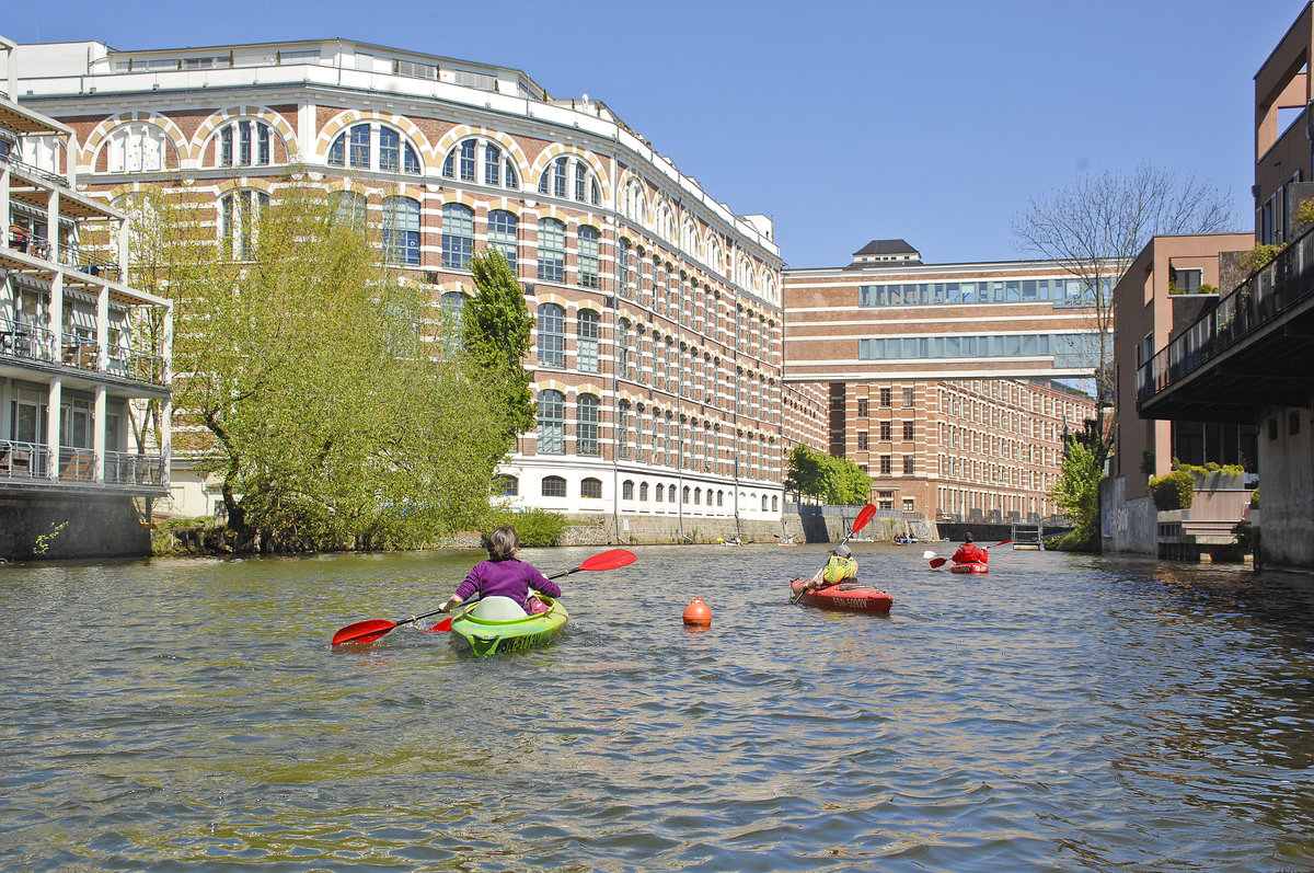 An der Weien Elster im Leipziger Ortsteil Plagwitz. Aufnahme: 30. April 2017.