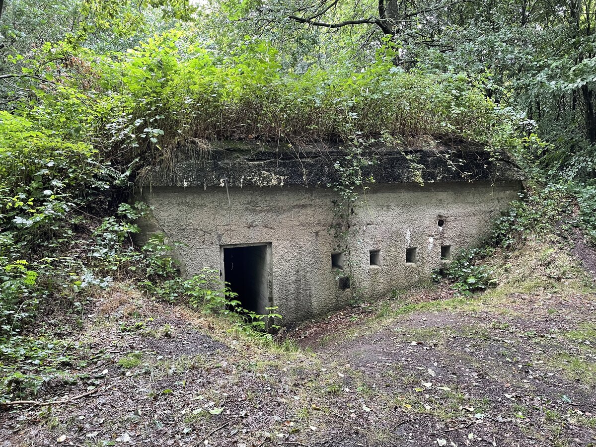 Andholm Batterie nrdlich von Rdekro (deutsch: RothenkrugDie Sicherungsstellung Nord ist eine Befestigungslinie, die im Ersten Weltkrieg zwischen 1916 und 1918 vom deutschen Militr als Sicherung gegen Angriffe aus dem Norden angelegt wurde. Die Linie verlief quer durch das damals zu Deutschland zhlendeNordschleswig, von Hoptrup an der Ostkste bis an die Westkste in Hhe von Skrbk (deutsch: Scherrebeck). Sie bestand aus Stacheldrahtsperren, einer doppelten Linie von teilweise eingegrabenen Schtzengrben, Artilleriestellungen und Unterstnden sowie alles in allem etwa 800 Bunkeranlagen.
Aufnahme: 9. August 2021.