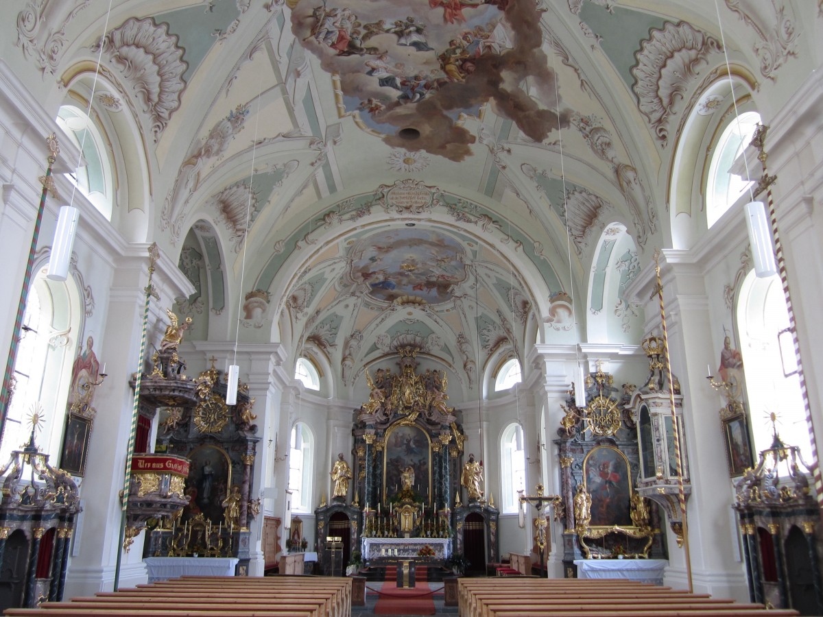Andras, Innenraum der St. Stephan Kirche, Hochaltar von 1756 (18.09.2014)