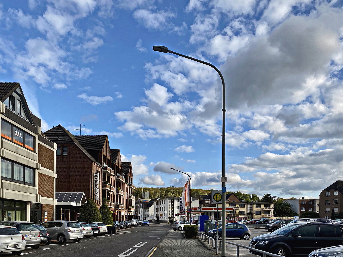 Ansicht zum Holzmarkt in Geilenkirchen am 7. Oktober 2020 von der Poststrasse aus.