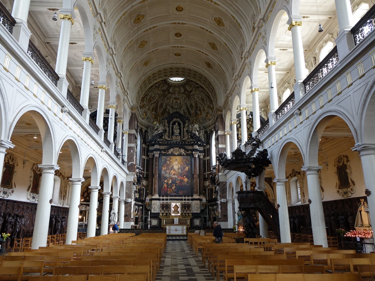Antwerpen, Innenraum der St. Karl Borromus Kirche, gestaltet von Jan Pieter van Baurscheit (28.04.2015)