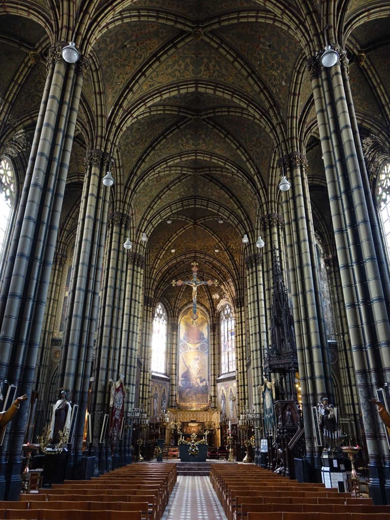 Antwerpen, Mittelschiff der St. Joris Kirche, Wandmalereien von Godfrey Guffens und Jan Swerts (28.04.2015)