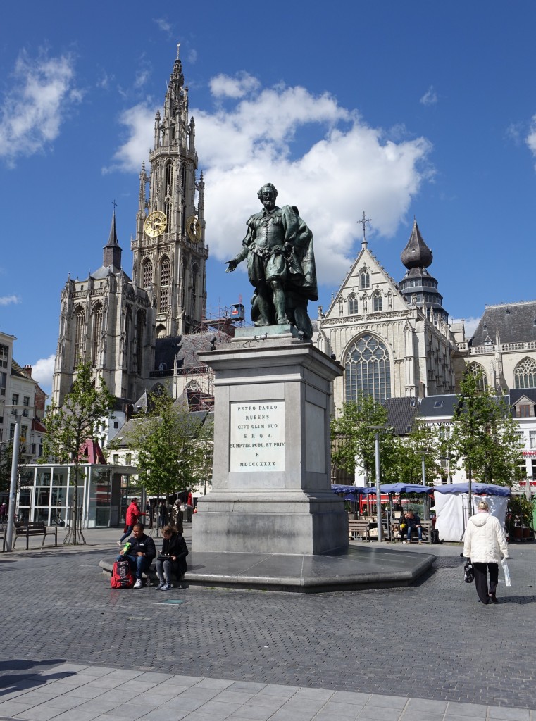 Antwerpen, Rubens Denkmal am Groenplaats (28.04.2015)