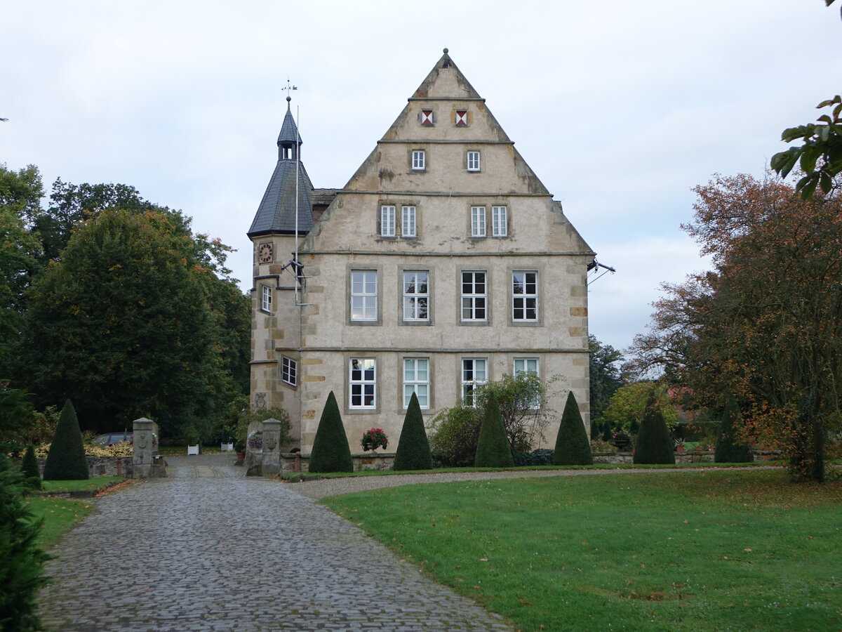Apelern, Wasserschloss Münchhausen, erbaut von 1560 bis 1561 durch den Baumeister Jakob Kölling (07.10.2021)
