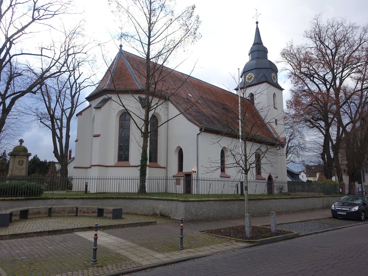 Arheilgen, evangelische Auferstehungskirche, erbaut von 1477 bis 1482, sptgotische Saalkirche (25.12.2019)