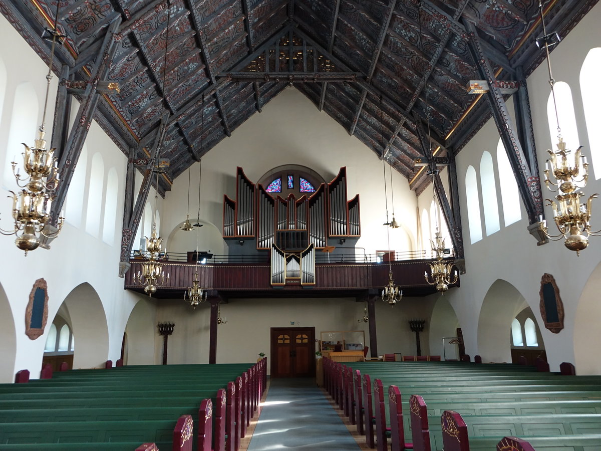 Arvika, Orgelempore in der Ev. Dreifaltigkeitskirche, Orgel erbaut 1911 durch die Orgelwerkstatt EA Setterquist (30.05.2018)