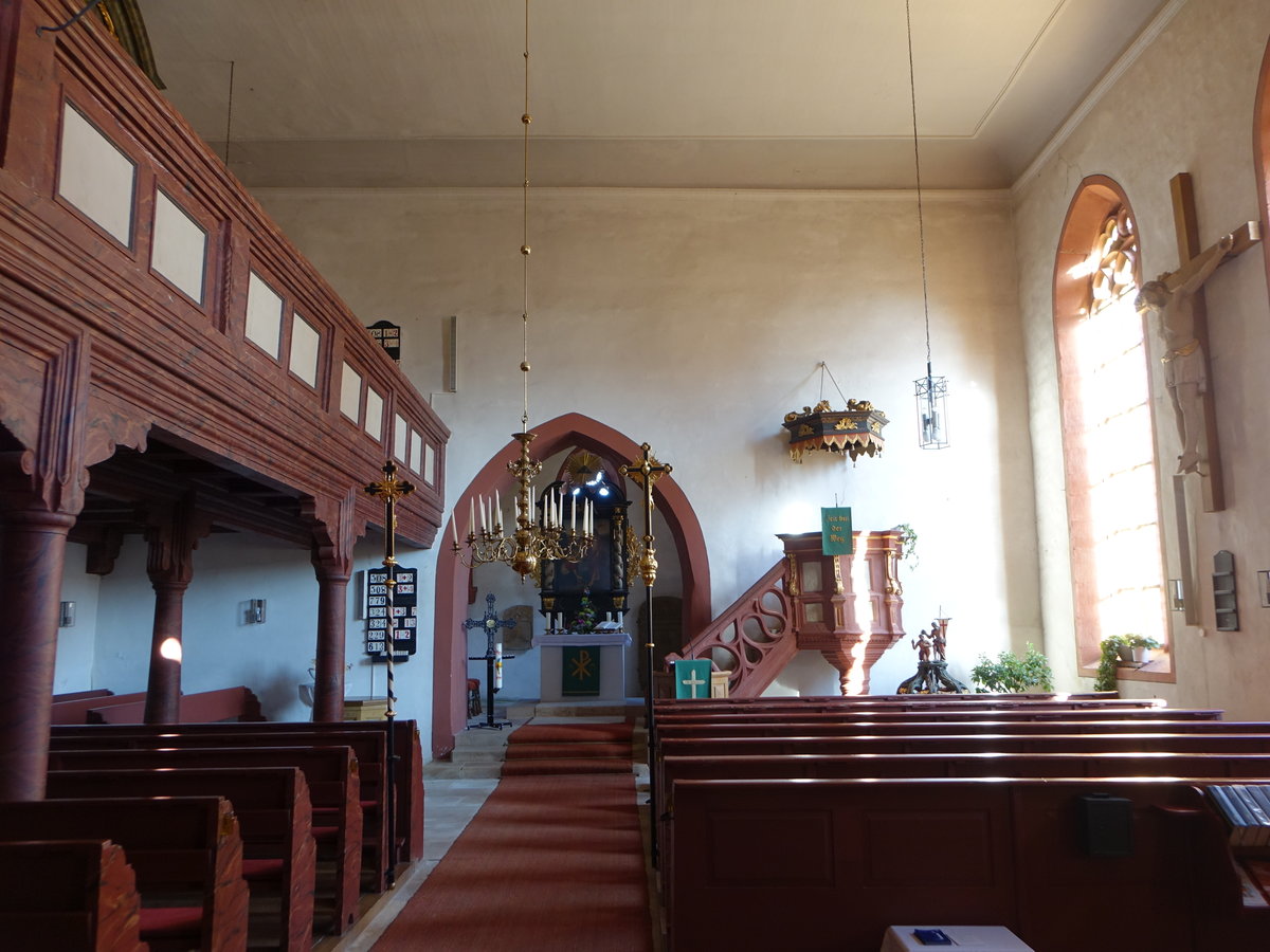 Aubstadt, Innenraum der evangelischen St. Johannes Kirche (15.10.2018)