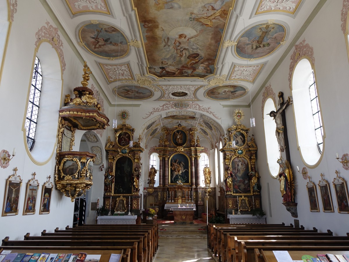 Aufkirchen, barocker Innenraum der St. Georg Kirche (14.09.2015)