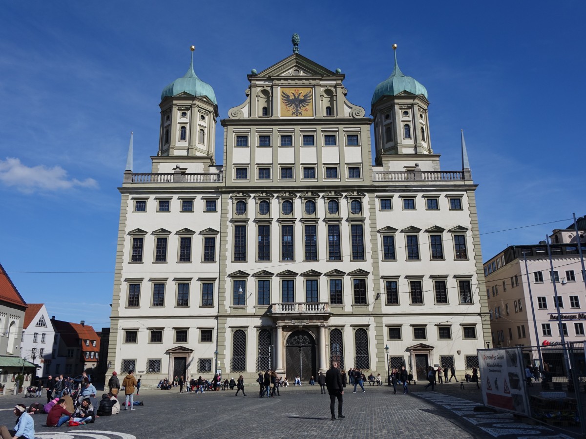 Augsburg, Rathaus, erbaut von 1615 bis 1620 durch Elias Holl mit historischer Ausstattung (03.04.2015)