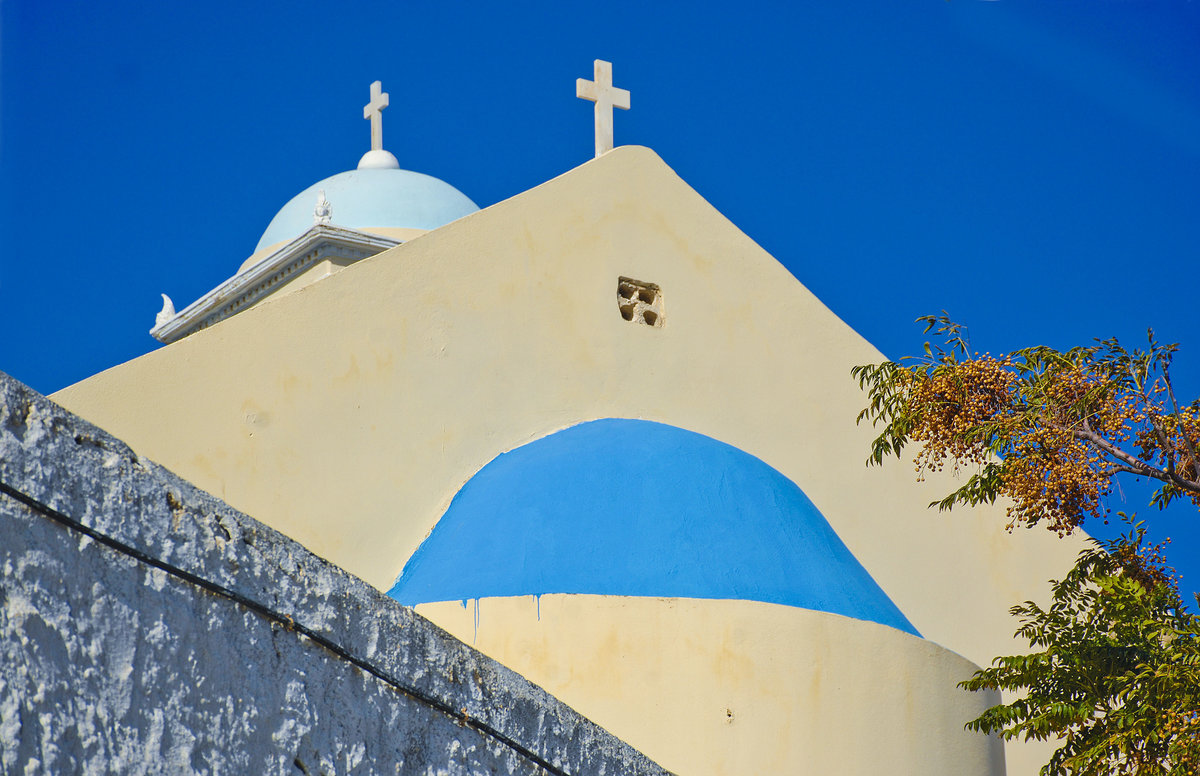 Ausschnitt der Kirche von Platanias auf Kreta. Aufnahme: 21. Oktober 2016.