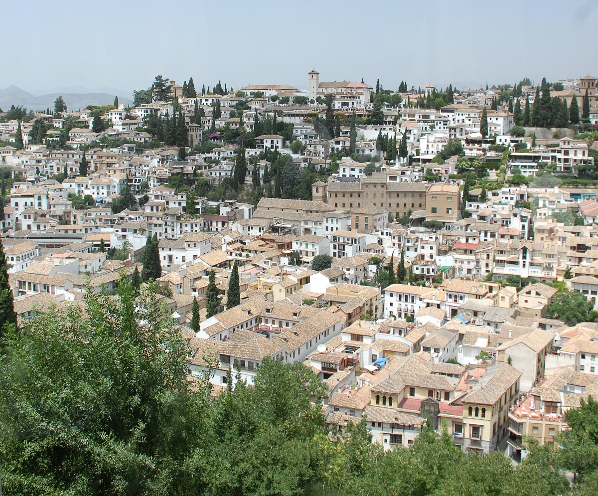 Aussicht von Alhambra, Granada. Aufnahmedatum: 17. Juli 2014.