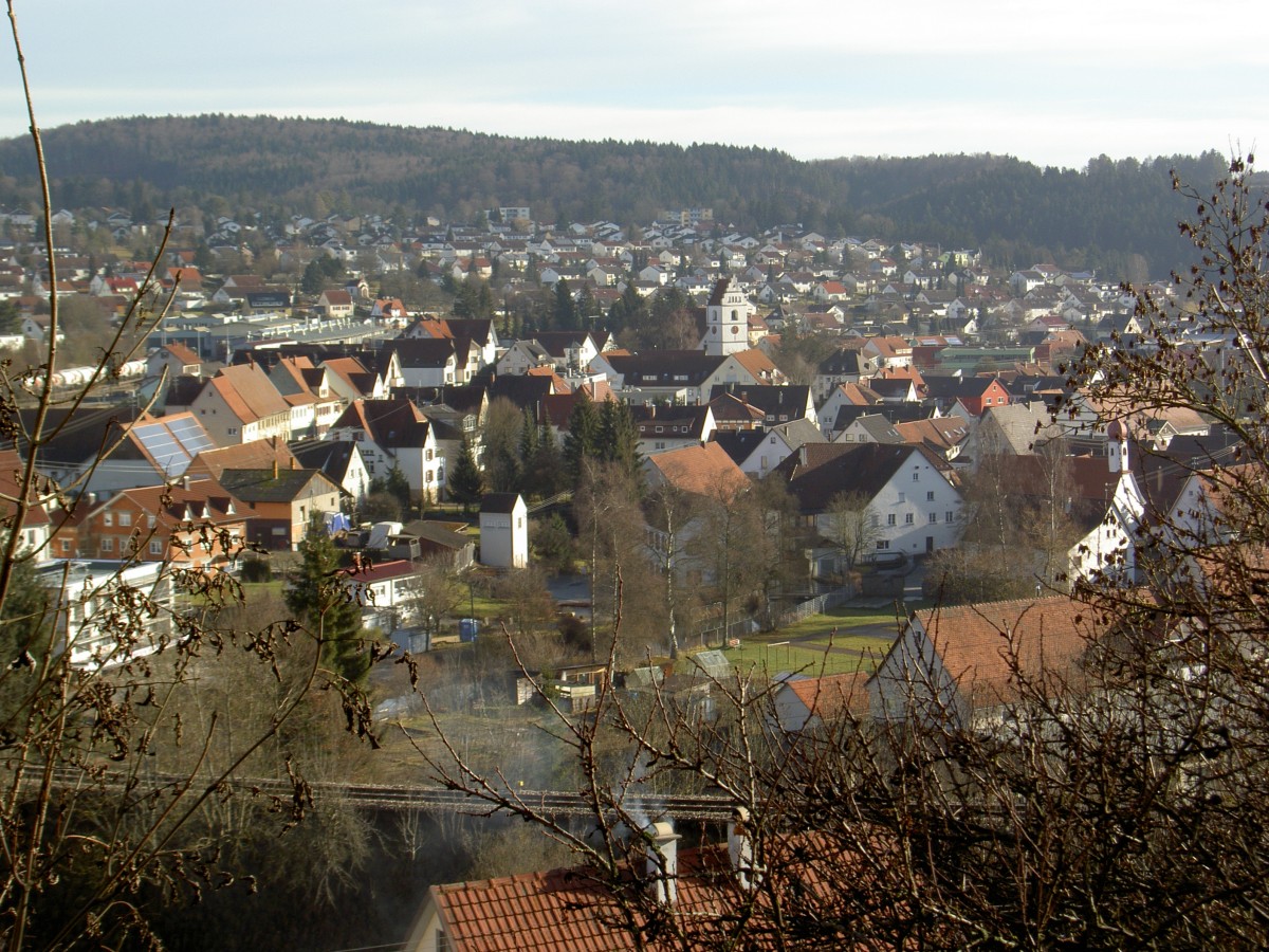 Aussicht auf Gammertingen mit St. Leodegar Kirche (06.01.2014)