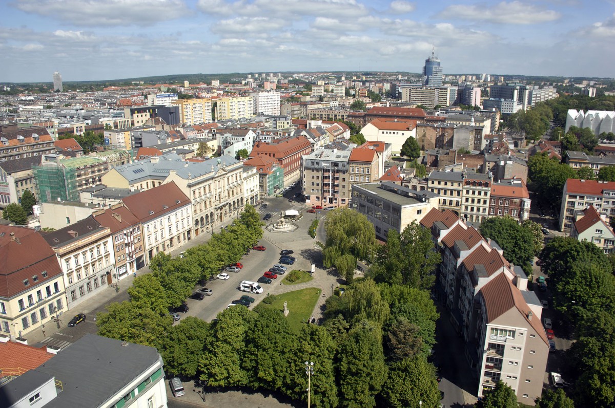 Aussicht von der Jakobskathedrale in Stettin (Katedra Świętego Jakuba).

Aufnahmedatum: 23. Mai 2015