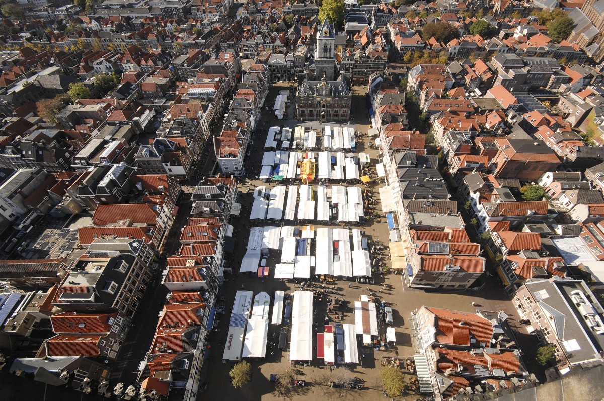 Aussicht von der Nieuwe Kerk in Delft. Aufnahmedatum: 19. Oktober 2011.