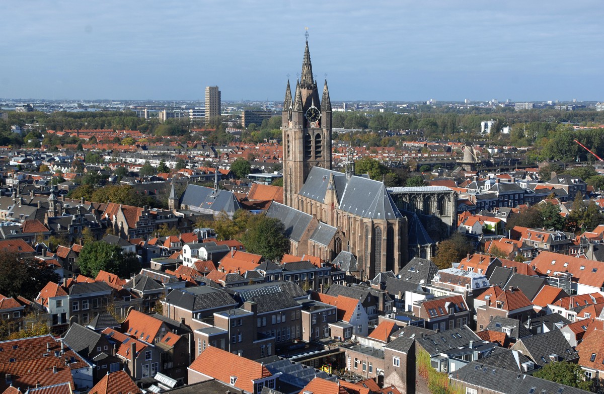 Aussicht von der Nieuwe Kerk in Delft. Aufnahmedatum: 19. Oktober 2011.