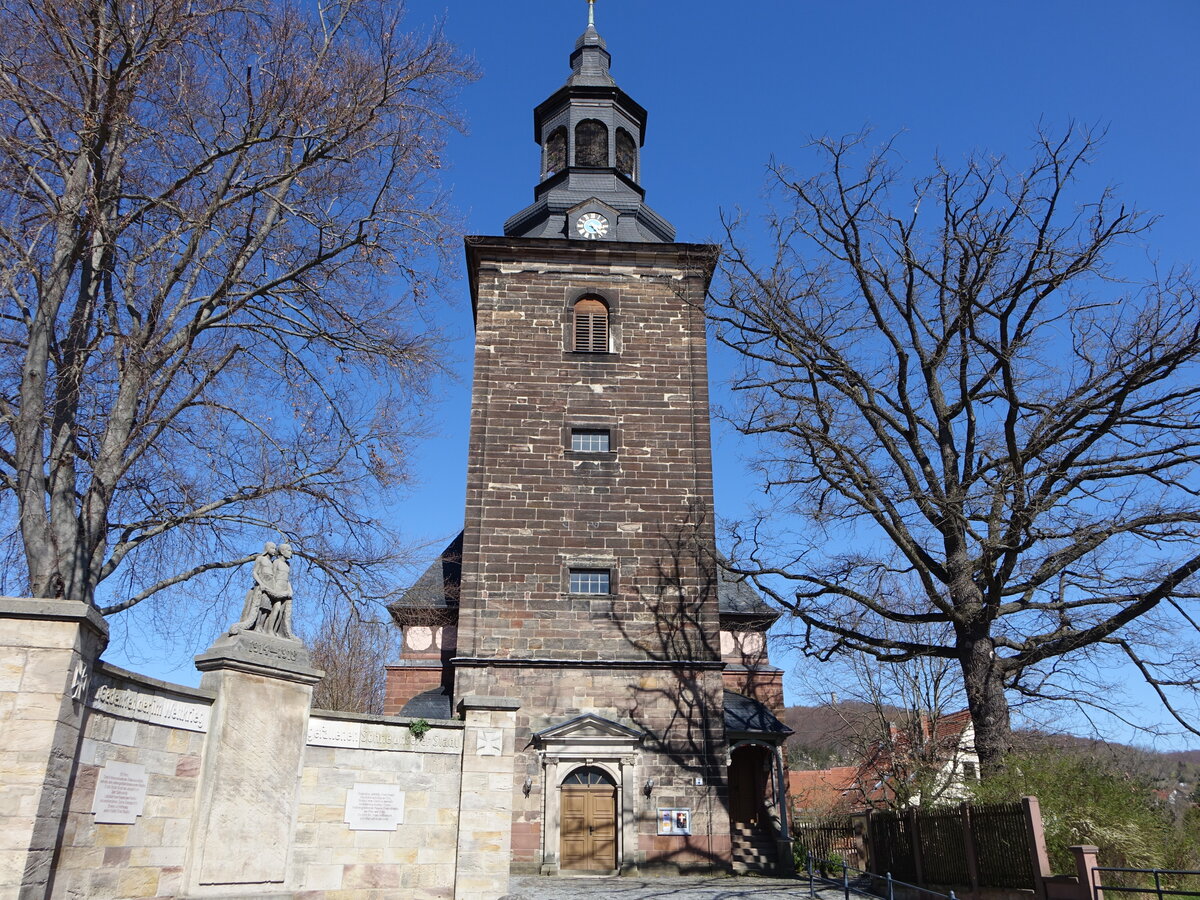 Bad Berka, evangelische Kirche St. Marien, erbaut von 1739 bis 1741 (17.04.2022)