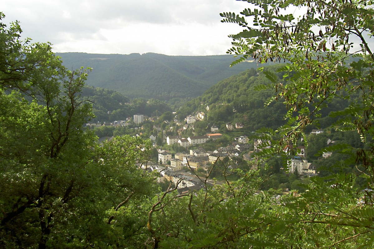 Bad Ems von der Jugendherberge aus gesehen. Aufnahme: Juli 2005.